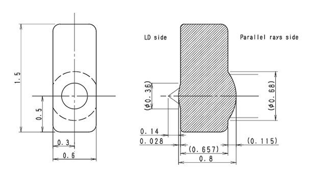 Narrow Aspherical Glass Lens with Chucking Area FLGPJ Series